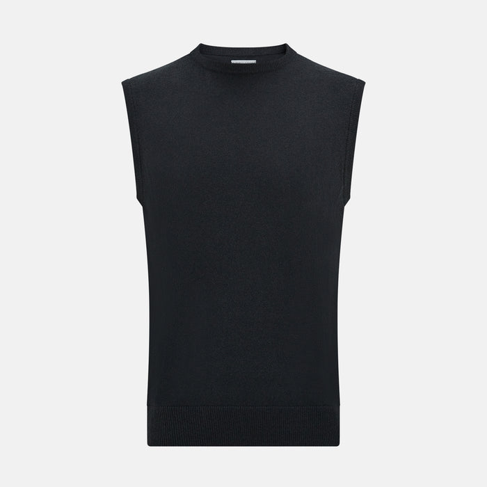Dark Green Cashmere Round Neck Vest