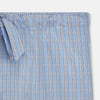 View 2 of product Turnbull & Asser Pale Blue Multi Check Cotton Duffield Pyjama Shorts feature a comfortable elastic and drawstring waist, with thin white and light red lines in the cotton fabric forming checks. The shorts are displayed against a plain white background.