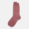 View 2 of product The image displays a single Turnbull & Asser Burgundy Linen Mid-Length Sock, upright as if worn on a foot, set against a plain white background.