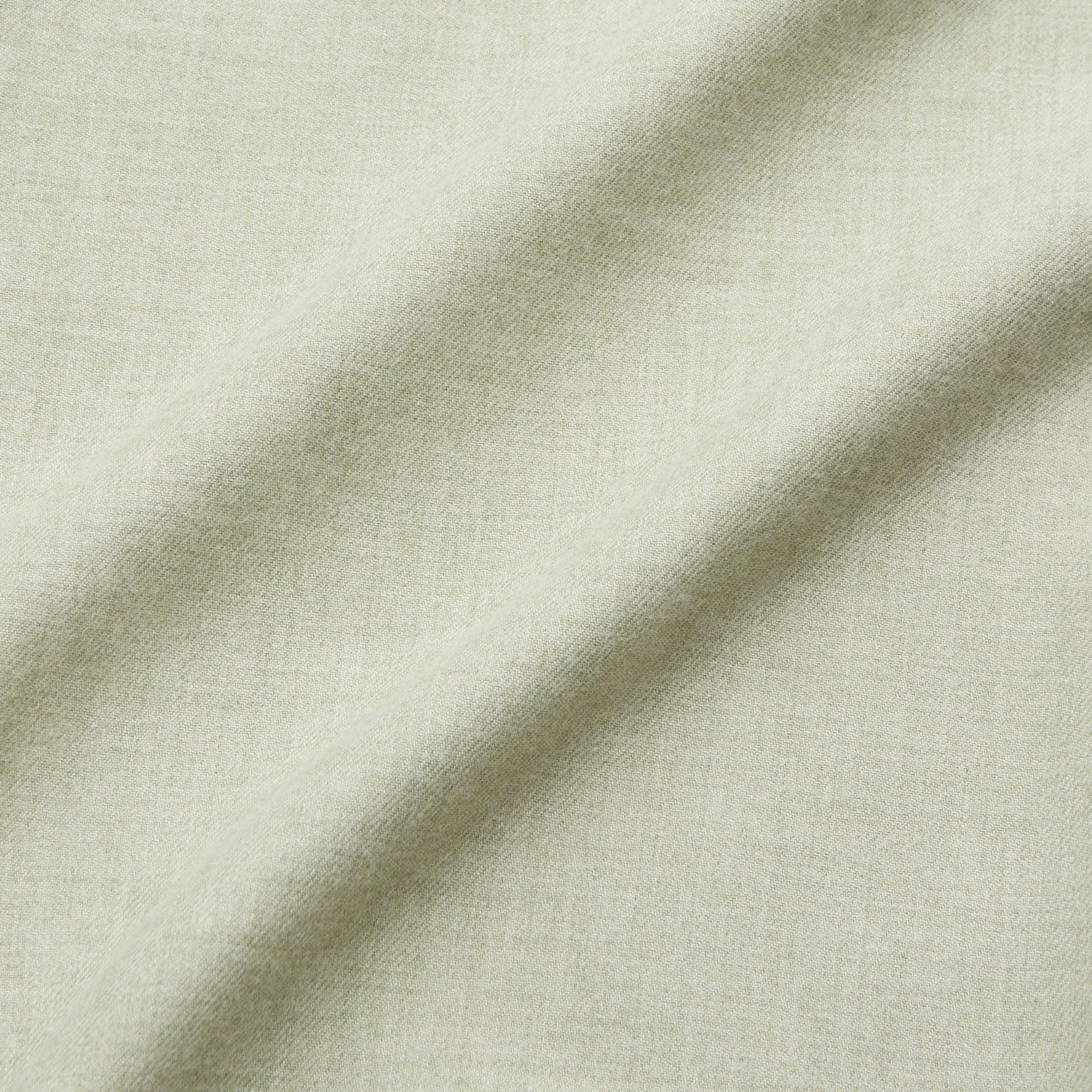 View 5 of product The Turnbull & Asser Soft Green Cashmerello Weekend Fit Finch Shirt features a Derby collar, long sleeves, chest pocket, white buttons, and cuffs. Laid flat on a white background.