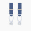 View 2 of product The Turnbull & Asser Blue Adjustable Felt Braces feature silver clasps and white leather ends, ideal for smart occasions. Shown on a light background.