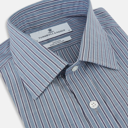Steel Grey Ticking Stripe Mayfair Shirt Image 1