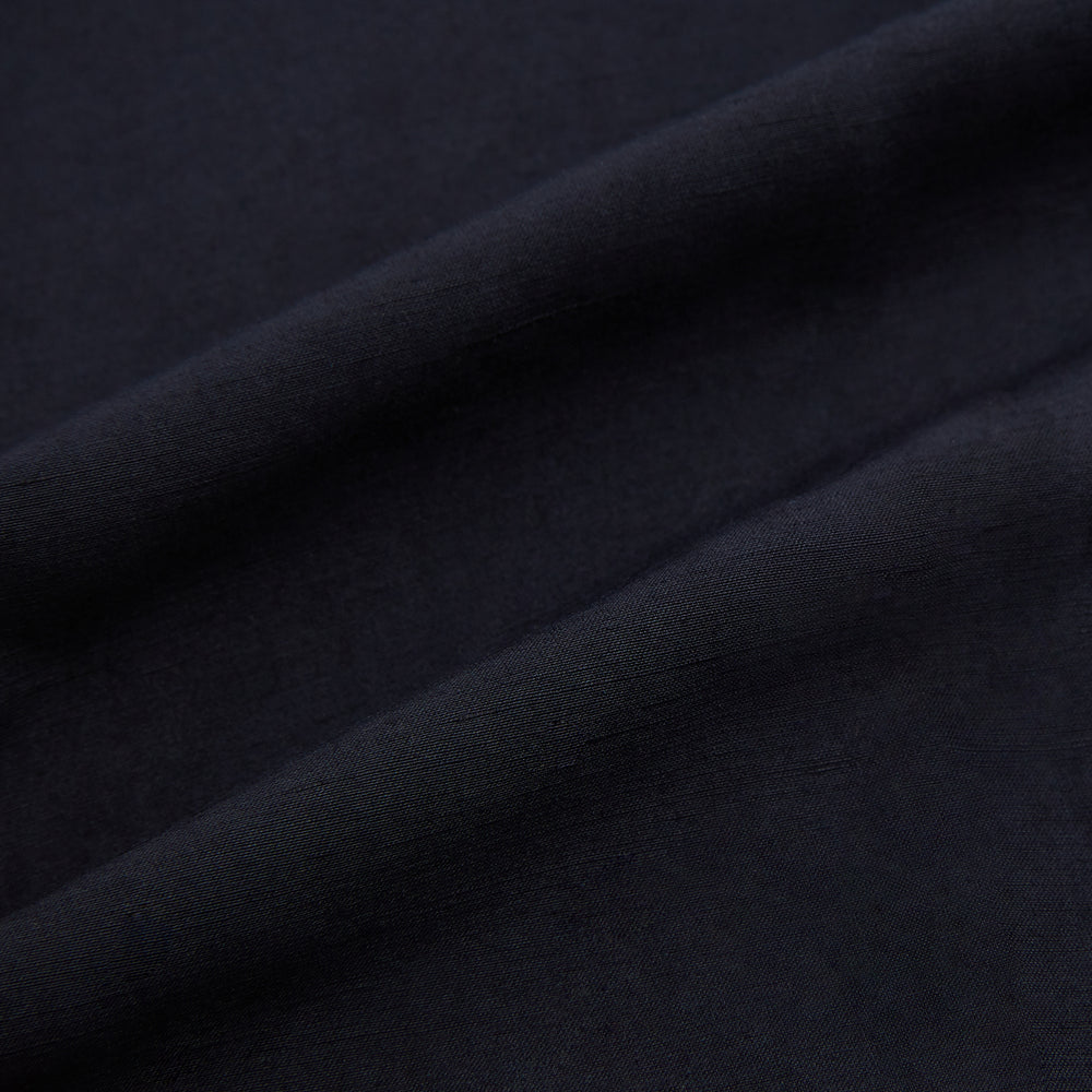 Turnbull & Asser Navy Linen Henry Trousers feature a button closure and pressed front creases, ideal as formal navy trousers, and are shown against a plain white background.