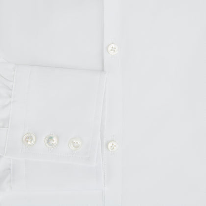 WHITE ROYAL OXFORD COTTON WINDSOR SHIRT WITH TURNBULL OPEN COLLAR AND 3-BUTTON CUFFS Image 3