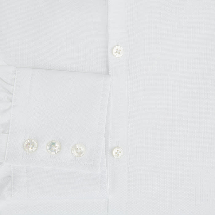 WHITE ROYAL OXFORD COTTON WINDSOR SHIRT WITH TURNBULL OPEN COLLAR AND 3-BUTTON CUFFS Image 3