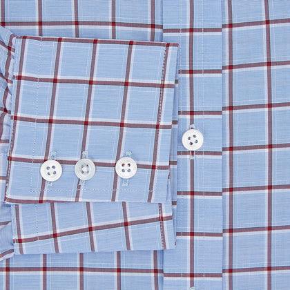 Blue and Burgundy Windowpane Mayfair Shirt Image 3