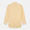 View 5 of product The Turnbull & Asser Yellow Fine Stripe Regular Fit Shirt with T&A Collar features long sleeves, a button-down front, and buttoned cuffs, crafted from fine Italian cotton and shown against a white background.