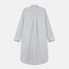 View 5 of product The Turnbull & Asser Blue, Orange and Navy Stripe Nightshirt is a loose-fitting shirt dress with vertical stripes, a pointed collar, chest pocket with blue trim, button-down front, long sleeves with cuffs, and a curved hem.
