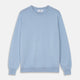 The Pale Blue Cashmere Glenn Jumper by Turnbull & Asser is laid flat against a white background. This men's crew neck essential features ribbed cuffs, hem, and neckline for timeless style.