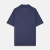 View 3 of product Turnbull & Asser Blue Merino Wool Roland Polo Shirt with short sleeves and an open collar, shown flat on a white background.