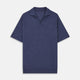 Turnbull & Asser Blue Merino Wool Roland Polo Shirt with short sleeves and an open collar, shown flat on a white background.
