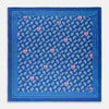 View 1 of product The Navy Multi Valentines Day Special Silk Pocket Square from Turnbull & Asser features a blue base with white and pink paisley motifs, a decorative border, and a discreet logo—an elegant gift for Valentine’s Day.