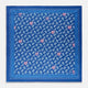 The Navy Multi Valentines Day Special Silk Pocket Square from Turnbull & Asser features a blue base with white and pink paisley motifs, a decorative border, and a discreet logo—an elegant gift for Valentine’s Day.