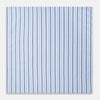 View 2 of product The Turnbull & Asser Blue Multi Stripe Cotton Handkerchief is shown flat against a white background, with one corner folded to reveal its reverse side. It features horizontal and vertical blue and white stripes on luxury cotton.
