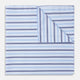 The Turnbull & Asser Blue Multi Stripe Cotton Handkerchief is shown flat against a white background, with one corner folded to reveal its reverse side. It features horizontal and vertical blue and white stripes on luxury cotton.