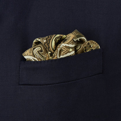 Green and Lemon Blossoming Paisley Silk Pocket Square Image 2