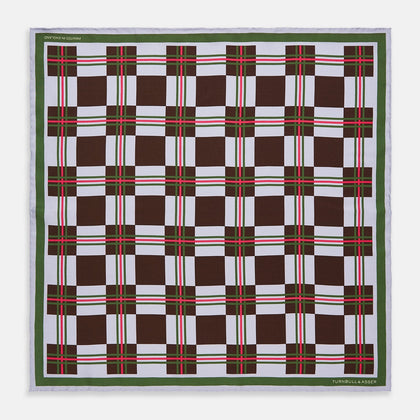 Green and Red Checked Chess Board Silk Pocket Square