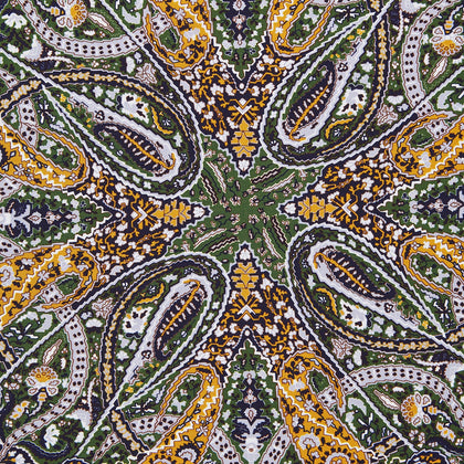 Lavender and Green Abstract Paisley Silk Pocket Square Image 1