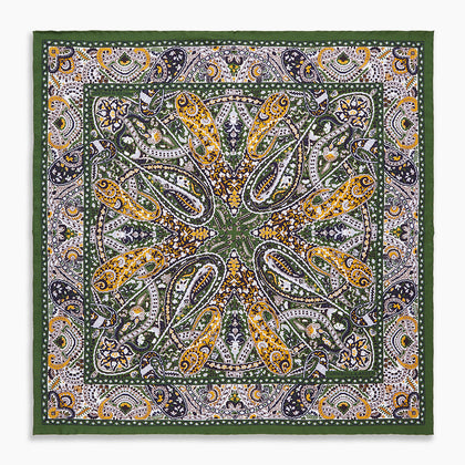 Lavender and Green Abstract Paisley Silk Pocket Square Image 3