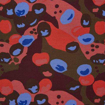 Green, Burgundy, and Pink Abstract Olives Silk Pocket Square Image 1