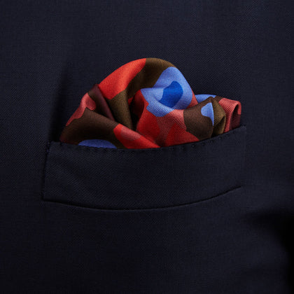 Green, Burgundy, and Pink Abstract Olives Silk Pocket Square Image 2