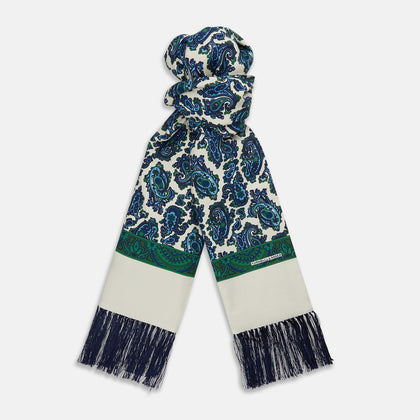 Green and Blue Paisley Silk Scarf