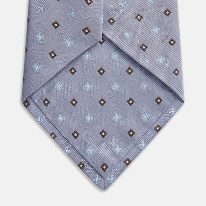 Pale Blue Multi Floret Silk Tie Image 2