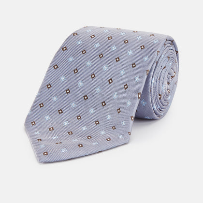 Pale Blue Multi Floret Silk Tie