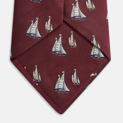 Burgundy Racing Yachts Silk Tie Image 2