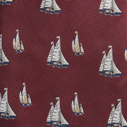 Burgundy Racing Yachts Silk Tie Image 1