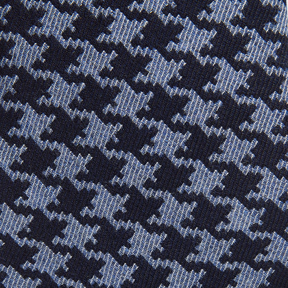 Navy and Blue Houndstooth Wool Blend Tie Image 1