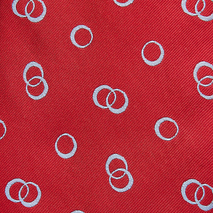 Red Geometric Rings Silk Tie Image 1