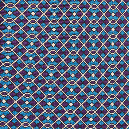 Pale Blue and Purple Art Deco Silk Tie Image 1