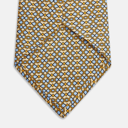 Yellow and Pale Blue Art Deco Silk Tie Image 2