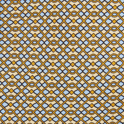 Yellow and Pale Blue Art Deco Silk Tie Image 1