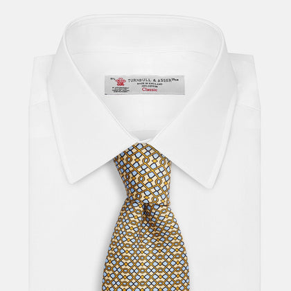 Yellow and Pale Blue Art Deco Silk Tie Image 3