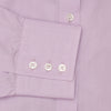 View 3 of product The Turnbull & Asser LILAC COTTON REGULAR FIT SHIRT is a long-sleeve, button-up cotton shirt with white buttons, a classic T&A collar, and cuffs, shown laid flat on a white background.