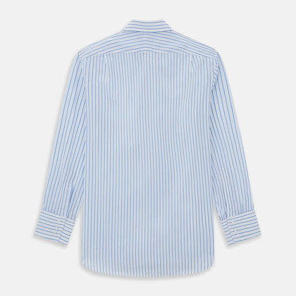 WHITE & BLUE STRIPE COTTON REGULAR FIT SHIRT Image 1