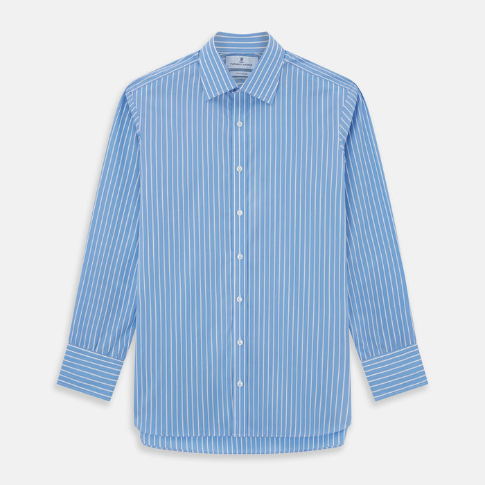 BLUE & WHITE STRIPE COTTON REGULAR FIT SHIRT