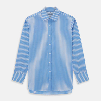 BLUE & WHITE STRIPE COTTON REGULAR FIT SHIRT Image 2