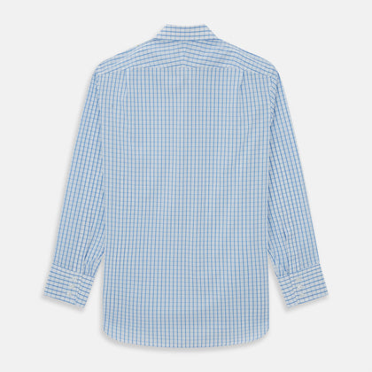 WHITE & BLUE CHECK COTTON REGULAR FIT SHIRT Image 1