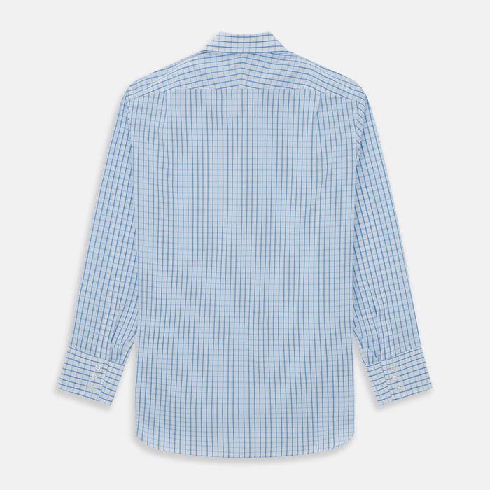WHITE & BLUE CHECK COTTON REGULAR FIT SHIRT Image 1