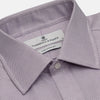 View 2 of product The Turnbull & Asser LILAC MULTI-CHECK COTTON REGULAR FIT SHIRT features long sleeves, a pointed collar, and white buttons—an essential men's wardrobe piece, shown laid flat on a white background.