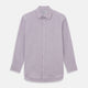 The Turnbull & Asser LILAC MULTI-CHECK COTTON REGULAR FIT SHIRT features long sleeves, a pointed collar, and white buttons—an essential men's wardrobe piece, shown laid flat on a white background.