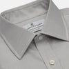 View 2 of product The Turnbull & Asser Silver Multi-Check Cotton Regular Fit Shirt features light gray cotton, a classic collar, buttoned cuffs, and a subtle silver check pattern—an essential for any men's wardrobe, shown flat on a white background.
