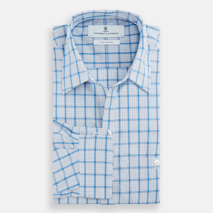 Blue Graph Overlay Check Piccadilly Shirt Image 4