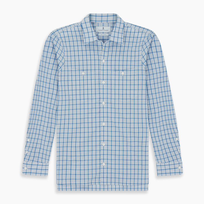 Blue Graph Overlay Check Piccadilly Shirt Image 6