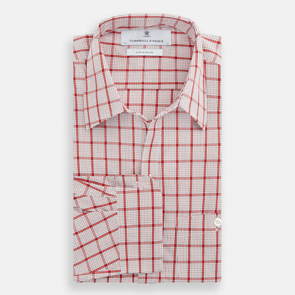 Red Graph Overlay Check Piccadilly Shirt Image 4