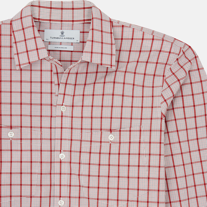 Red Graph Overlay Check Piccadilly Shirt Image 3
