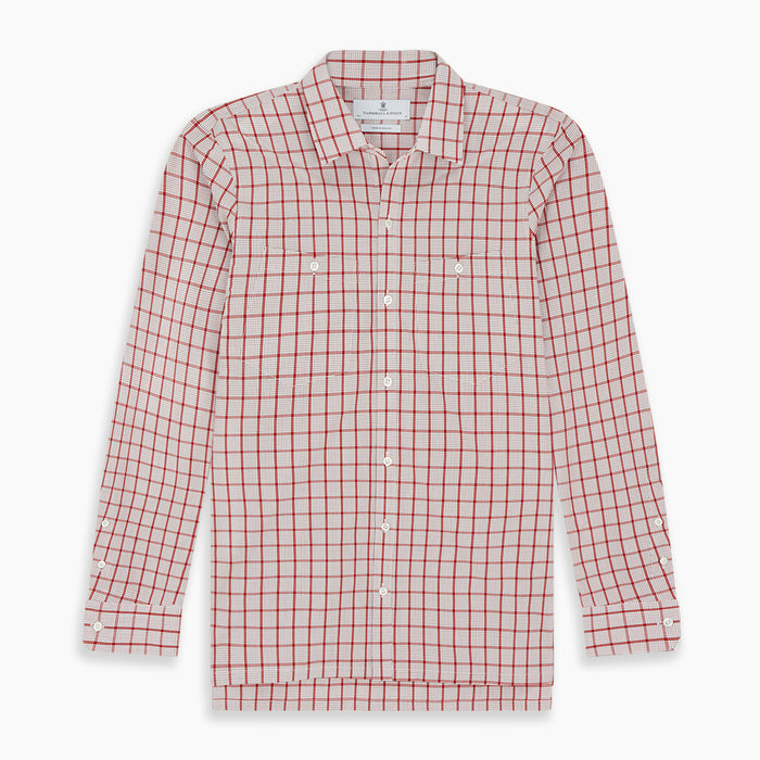 Red Graph Overlay Check Piccadilly Shirt Image 6